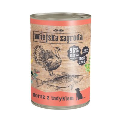 Wiejska Zagroda - Dorsz Indyk - Pies - Mokra – front - 400g – MiskaKarmy.pl