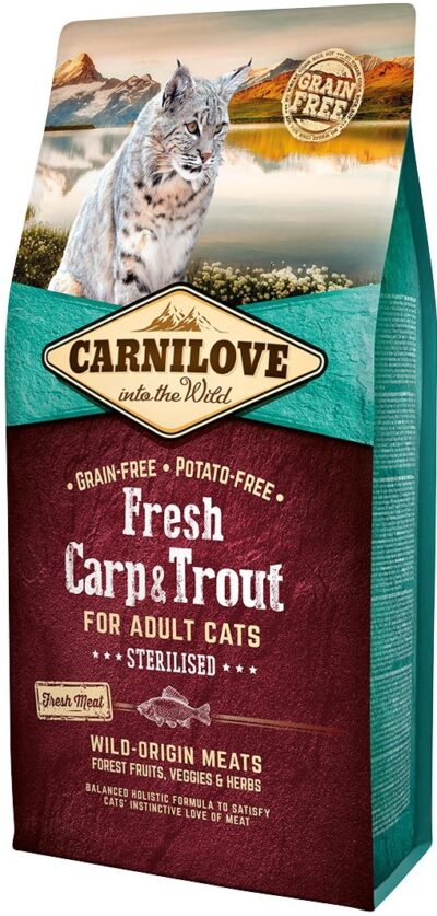 Carnilove Fresh Carp & Trout Sterilised - 6kg - karma sucha - kot - sterylizacja - miskakarmypl