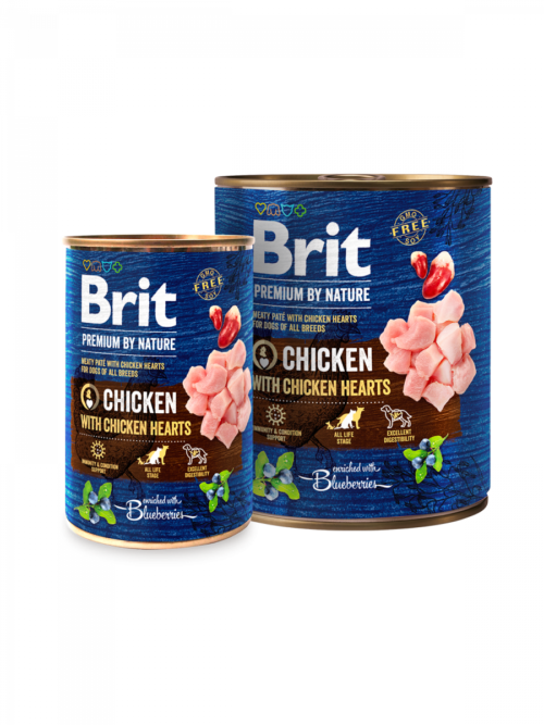 Brit Premium By Nature - Chicken with Chicken Hearts - puszka dla psa - karma mokra - miskakarmypl