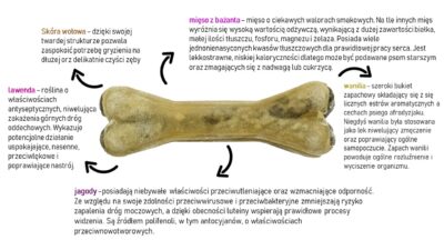 Syta Micha - kość funkcyjna do żucia na wyciszenie - infografika - MiskaKarmypl