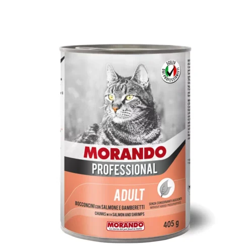 Morando Professional z kawałkami łososia i krewetek - 405g puszka dla kota miskakarmypl