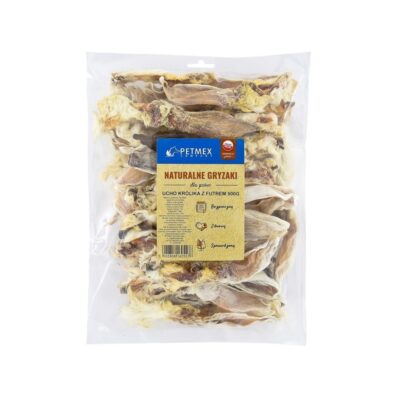 Ucho królika z futrem - 500g - gryzak dla psa - miskakarmypl